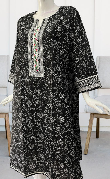 Black Bandini Jaipuri Cotton Kurti. Pure Versatile Cotton. | Laces and Frills - Laces and Frills