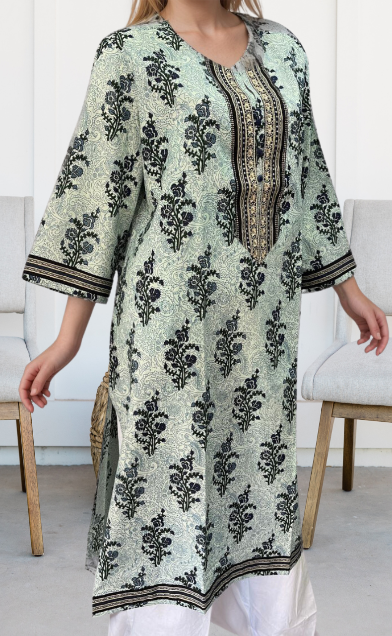 Blue Garden Jaipuri Cotton Kurti. Pure Versatile Cotton. | Laces and Frills - Laces and Frills