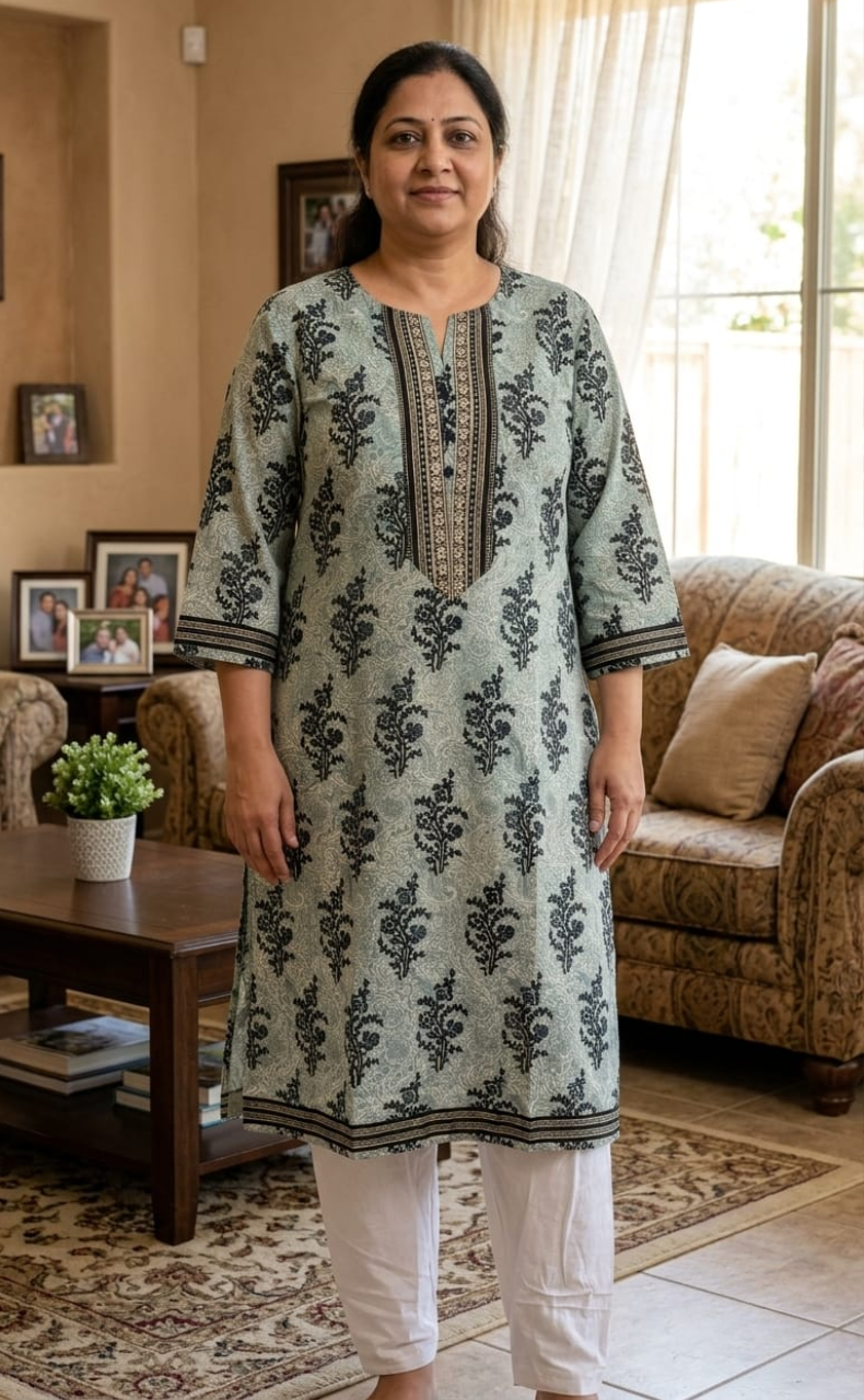 Blue Garden Jaipuri Cotton Kurti. Pure Versatile Cotton. | Laces and Frills