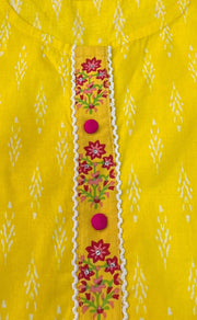 Yellow Ikkat Jaipuri Cotton Kurti. Pure Versatile Cotton. | Laces and Frills - Laces and Frills
