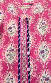 Pink Floral Jaipuri Cotton Kurti. Pure Versatile Cotton. | Laces and Frills - Laces and Frills