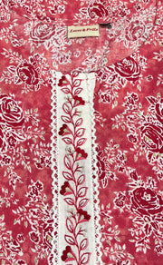 Peach Floral Jaipuri Cotton Kurti. Pure Versatile Cotton. | Laces and Frills - Laces and Frills