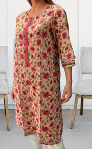 Light Pink Garden Jaipuri Cotton Kurti. Pure Versatile Cotton. | Laces and Frills - Laces and Frills