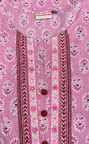 Baby Pink Garden Jaipuri Cotton Kurti. Pure Versatile Cotton. | Laces and Frills - Laces and Frills