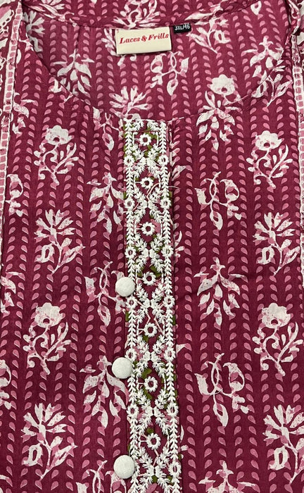 Pink Garden Jaipuri Cotton Kurti. Pure Versatile Cotton. | Laces and Frills - Laces and Frills