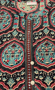 Black/Red Garden Jaipuri Cotton Kurti. Pure Versatile Cotton. | Laces and Frills - Laces and Frills