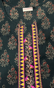 Bottle Green Garden Jaipuri Cotton Kurti. Pure Versatile Cotton. | Laces and Frills - Laces and Frills