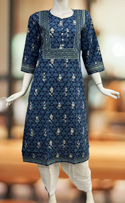 Indigo Blue Dots Jaipuri Cotton Kurti. Pure Versatile Cotton. | Laces and Frills - Laces and Frills