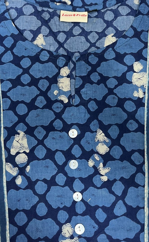 Indigo Blue Dots Jaipuri Cotton Kurti. Pure Versatile Cotton. | Laces and Frills - Laces and Frills