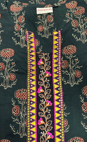 Bottle Green Floral Jaipuri Cotton Kurti. Pure Versatile Cotton. | Laces and Frills - Laces and Frills