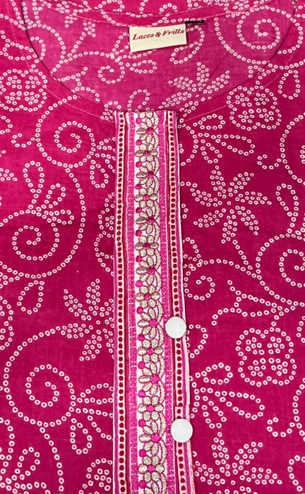 Pink Bandini Jaipuri Cotton Kurti. Pure Versatile Cotton. | Laces and Frills - Laces and Frills