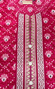 Rani Pink Dots Jaipuri Cotton Kurti. Pure Versatile Cotton. | Laces and Frills - Laces and Frills