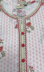 Light Pink Floral Jaipuri Cotton Kurti. Pure Versatile Cotton. | Laces and Frills - Laces and Frills