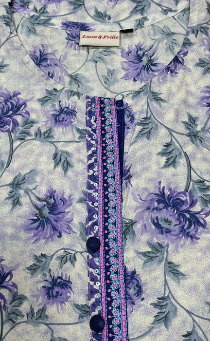Lavender Garden Jaipuri Cotton Kurti. Pure Versatile Cotton. | Laces and Frills - Laces and Frills