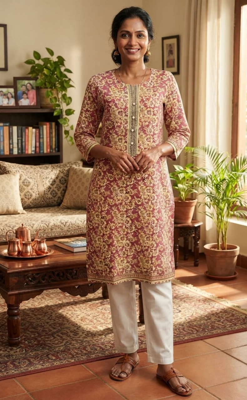 Pink Garden Jaipuri Cotton Kurti. Pure Versatile Cotton. | Laces and Frills