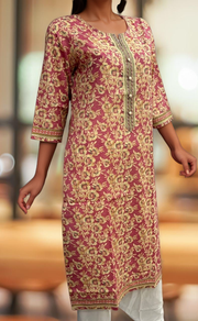 Pink Garden Jaipuri Cotton Kurti. Pure Versatile Cotton. | Laces and Frills - Laces and Frills