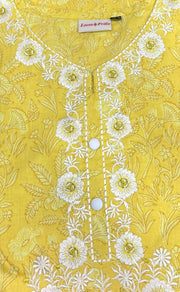 Yellow Jaipuri Cotton Embroidery Kurti. Pure Versatile Cotton. | Laces and Frills - Laces and Frills