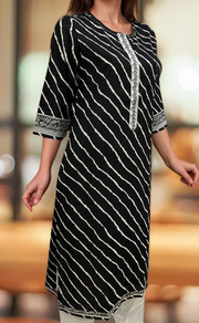 Black Stripes Jaipuri Cotton Kurti. Pure Versatile Cotton. | Laces and Frills - Laces and Frills