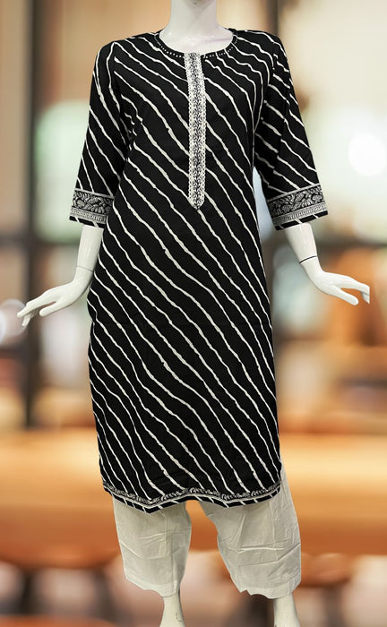 Black Stripes Jaipuri Cotton Kurti. Pure Versatile Cotton. | Laces and Frills - Laces and Frills