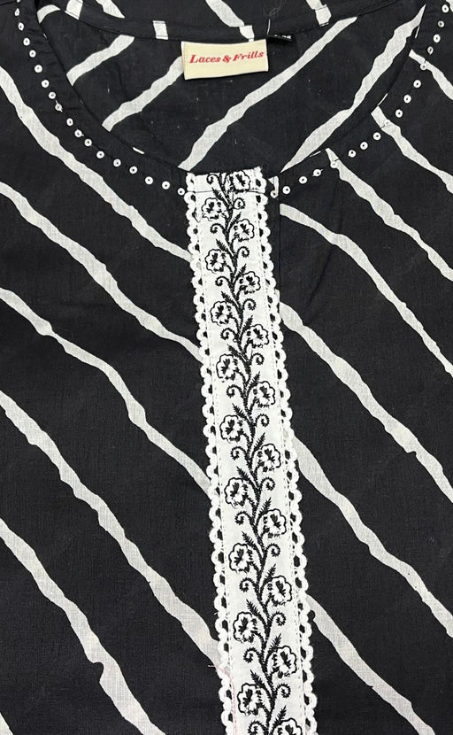 Black Stripes Jaipuri Cotton Kurti. Pure Versatile Cotton. | Laces and Frills - Laces and Frills