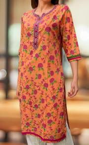 Peach Garden Jaipuri Cotton Kurti. Pure Versatile Cotton. | Laces and Frills - Laces and Frills