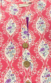 Pink/Lavender Flora Jaipuri Cotton Kurti. Pure Versatile Cotton. | Laces and Frills - Laces and Frills