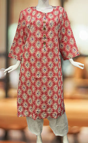 Pink/Lavender Flora Jaipuri Cotton Kurti. Pure Versatile Cotton. | Laces and Frills - Laces and Frills