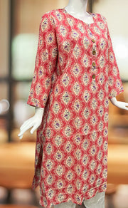 Pink/Lavender Flora Jaipuri Cotton Kurti. Pure Versatile Cotton. | Laces and Frills - Laces and Frills