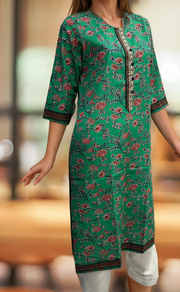 Green Garden Jaipuri Cotton Kurti. Pure Versatile Cotton. | Laces and Frills - Laces and Frills