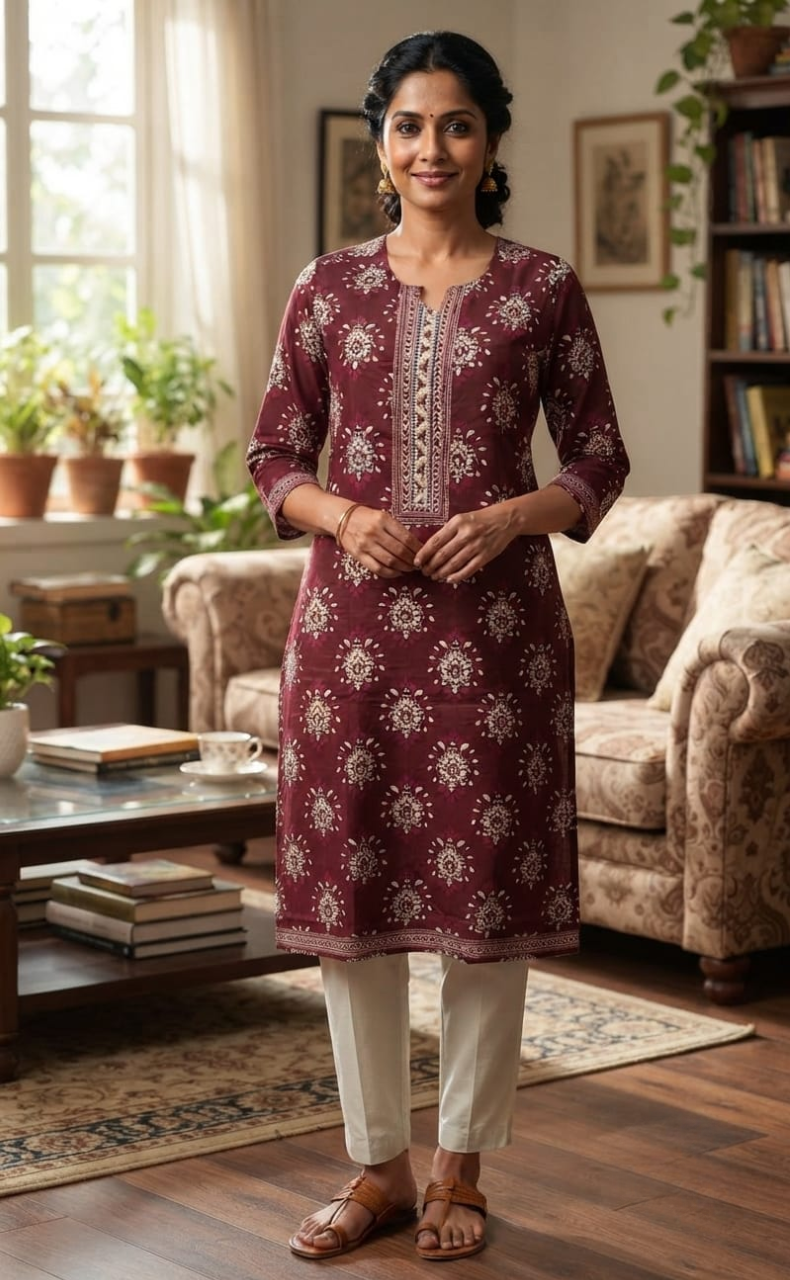 Beetroot Pink Garden Jaipuri Cotton Kurti. Pure Versatile Cotton. | Laces and Frills