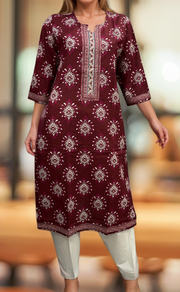 Beetroot Pink Garden Jaipuri Cotton Kurti. Pure Versatile Cotton. | Laces and Frills - Laces and Frills