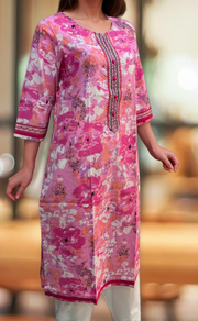 Pink Garden Jaipuri Cotton Kurti. Pure Versatile Cotton. | Laces and Frills - Laces and Frills