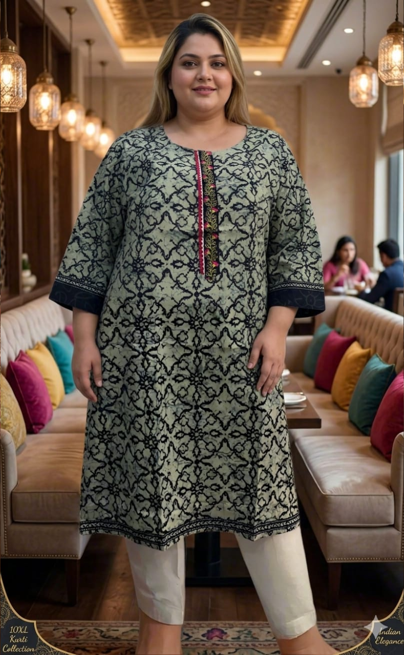 Navy Blue Abstract Jaipuri Cotton Kurti. Pure Versatile Cotton. | Laces and Frills - Laces and Frills