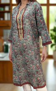 Light Sea Green Garden Jaipuri Cotton Kurti. Pure Versatile Cotton. | Laces and Frills