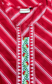 Red Stripes Jaipuri Cotton Kurti. Pure Versatile Cotton. | Laces and Frills - Laces and Frills