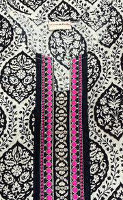 White/Black Ajrakh Print Jaipuri Cotton Kurti. Pure Versatile Cotton. | Laces and Frills - Laces and Frills