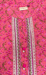 Pink Garden Jaipuri Cotton Kurti. Pure Versatile Cotton. | Laces and Frills - Laces and Frills