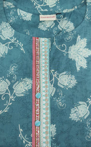 Sea Green Garden Jaipuri Cotton Kurti. Pure Versatile Cotton. | Laces and Frills - Laces and Frills