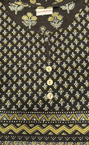 Brown/Mustard Garden Jaipuri Cotton Kurti. Pure Versatile Cotton. | Laces and Frills - Laces and Frills