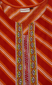 Orange Lehariya Jaipuri Cotton Kurti. Pure Versatile Cotton. | Laces and Frills - Laces and Frills