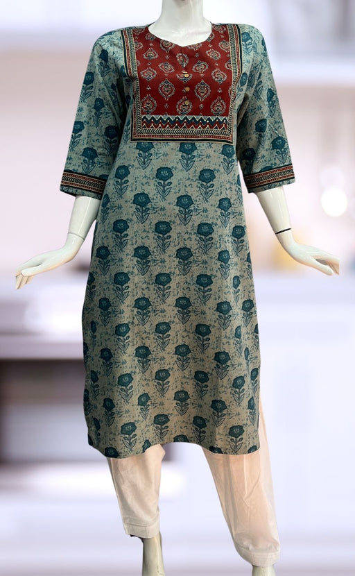 Maroon/Blue Ajrakh Print Jaipuri Cotton Kurti. Pure Versatile Cotton. | Laces and Frills - Laces and Frills