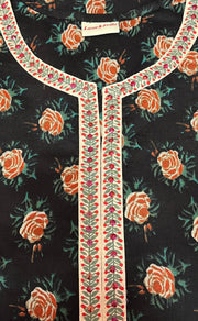 Black Floral Jaipuri Cotton Kurti. Pure Versatile Cotton. | Laces and Frills - Laces and Frills