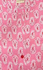 Pink Tiny Flora Jaipuri Cotton Kurti. Pure Versatile Cotton. | Laces and Frills - Laces and Frills