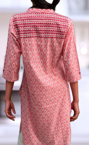 Pink Tiny Flora Jaipuri Cotton Kurti. Pure Versatile Cotton. | Laces and Frills - Laces and Frills