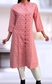 Pink Tiny Flora Jaipuri Cotton Kurti. Pure Versatile Cotton. | Laces and Frills - Laces and Frills