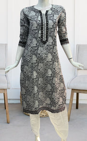 Black Garden Jaipuri Cotton Kurti. Pure Versatile Cotton. | Laces and Frills - Laces and Frills