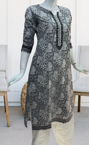Black Garden Jaipuri Cotton Kurti. Pure Versatile Cotton. | Laces and Frills - Laces and Frills