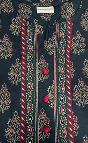 Bottle Green Garden Jaipuri Cotton Kurti. Pure Versatile Cotton. | Laces and Frills - Laces and Frills