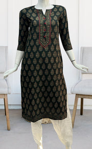 Bottle Green Garden Jaipuri Cotton Kurti. Pure Versatile Cotton. | Laces and Frills - Laces and Frills