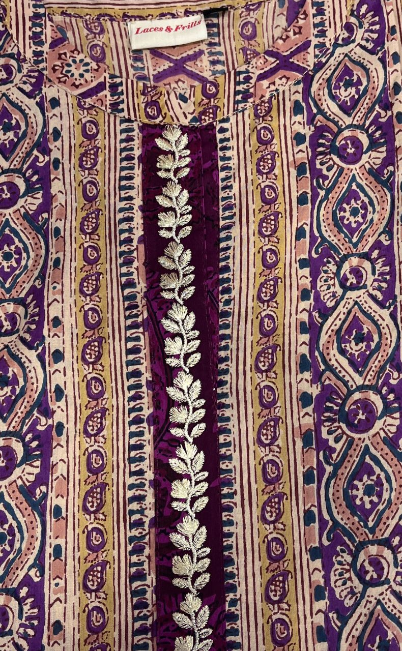 Purple Garden Jaipuri Cotton Kurti. Pure Versatile Cotton. | Laces and Frills - Laces and Frills